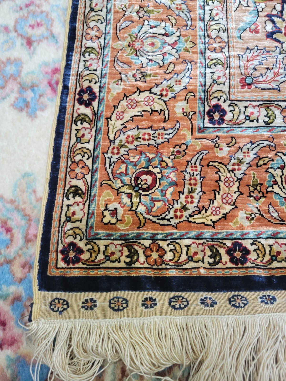 Authentic SIGNED Hand Knotted 100% Silk Turkish Ozpec Hereke Rug 31 1/2” X 58”