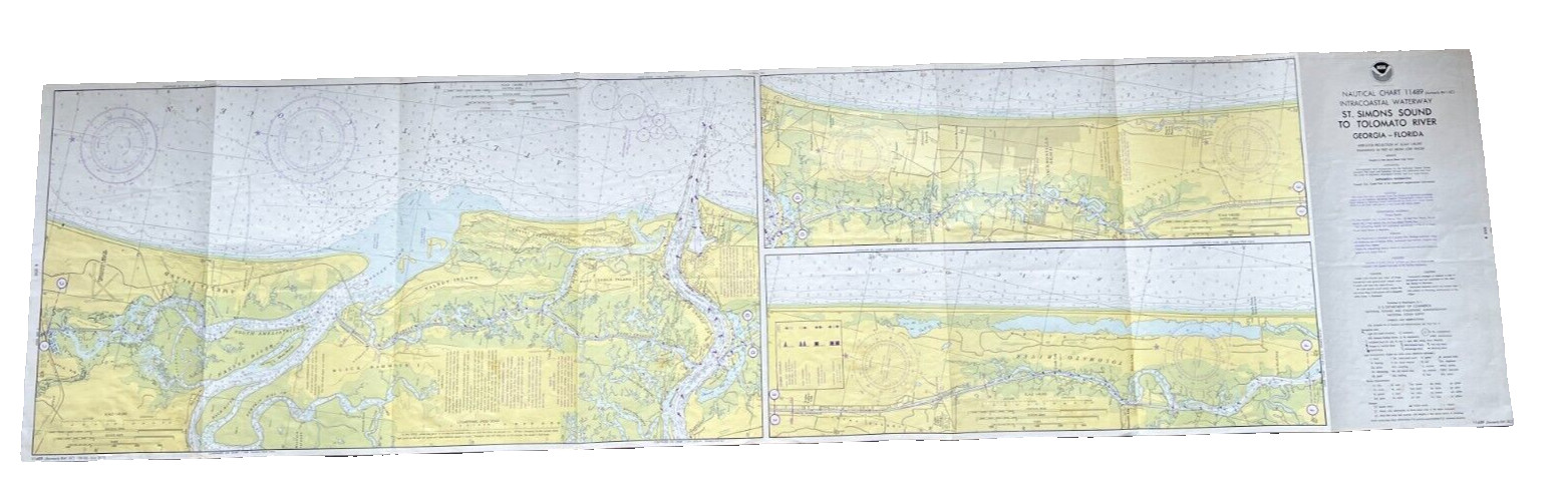 Vintage 1975 Nautical Chart St Simons Sound Tolomato River Amelia Isle. Waterway