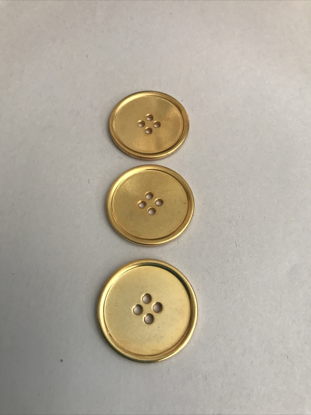 (3) Vintage Flat 4-hole Button 14k Gold Plate 1 1/8” Round 1-Piece A41