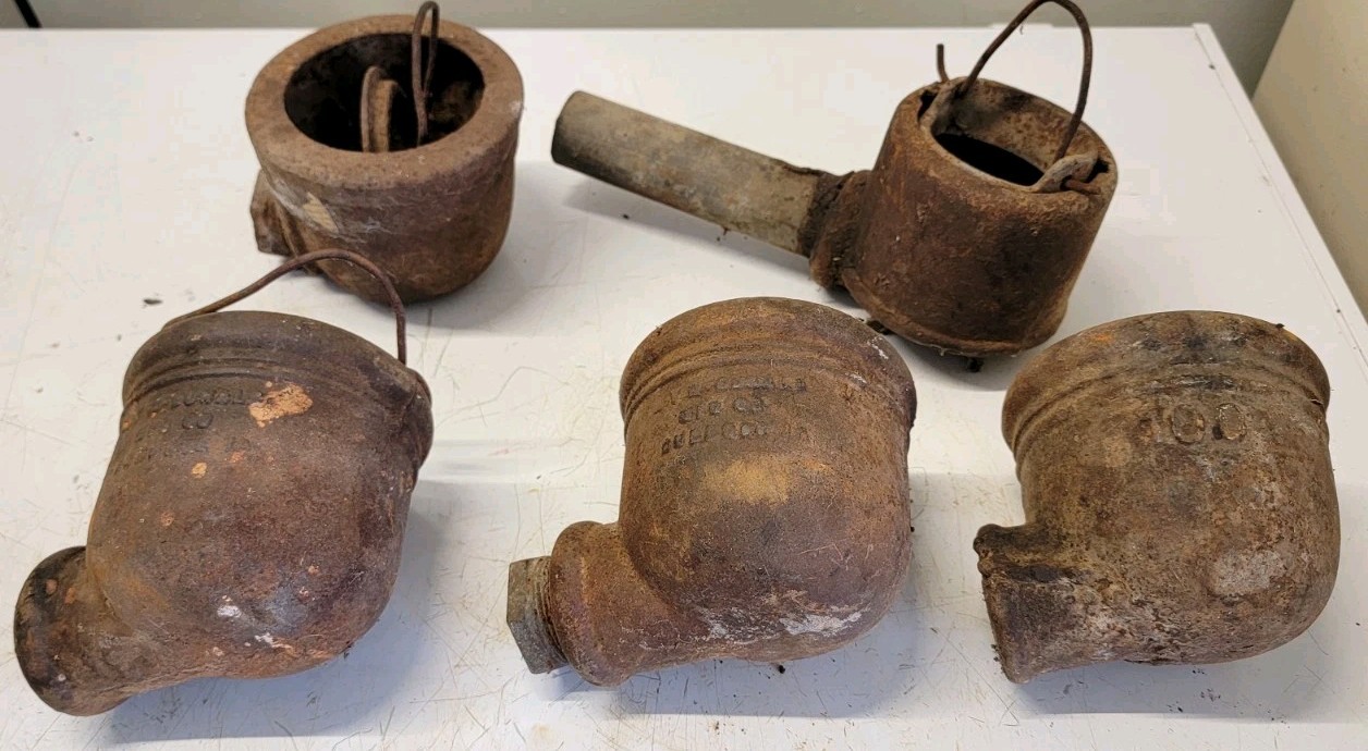 Antique AY McDonald Mfg Dubuque Iowa Iron Water Well Pump Water Diverter Cup Lot