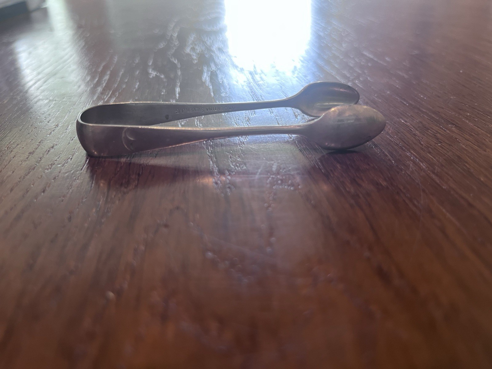 Vintage Argentina Silver JG Plated Sugar Tongs, 3.5”