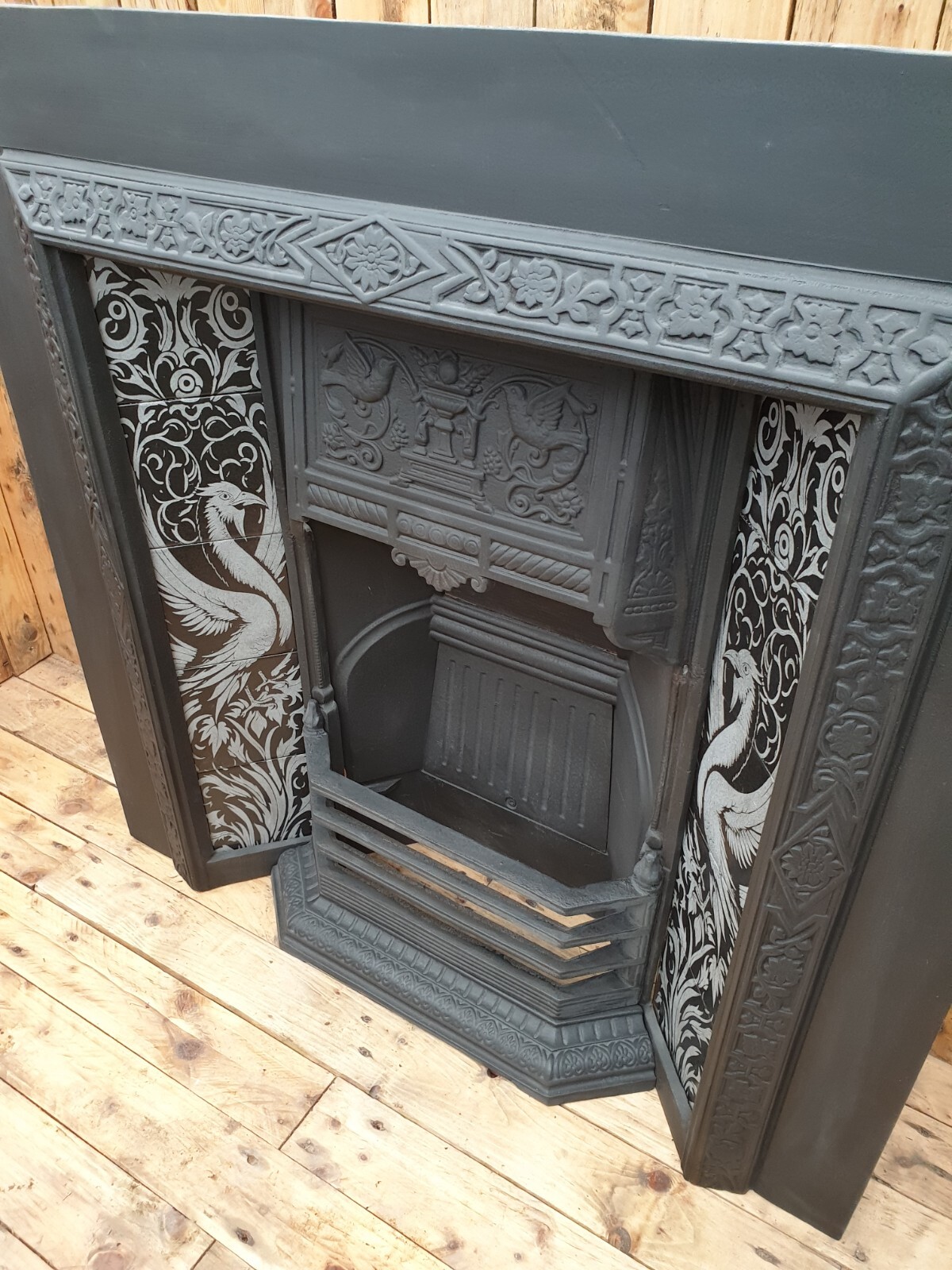Black & Silver Phoenix Ceramic Fireplace Tiles Fireplace Tiles