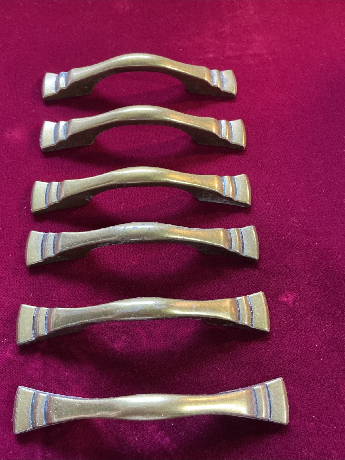Vintage Solid Brass AmerockArt Deco Drawer Handles 5” D368-643/C2378 Set 6