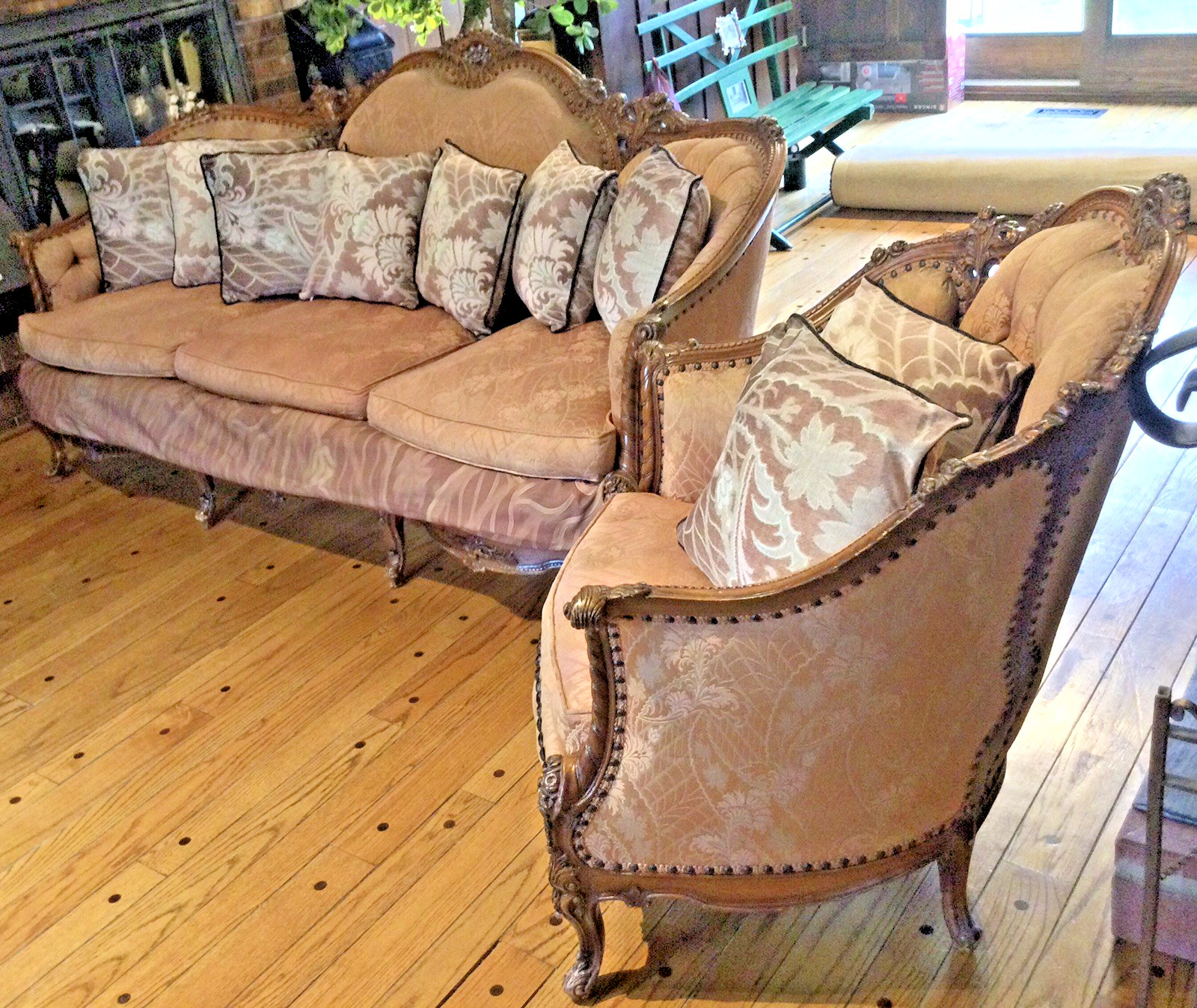 Antique 1946 Columbia Furniture & Mfg. Chicago LOUIS XV FRENCH CARVED SOFA➕CHAIR