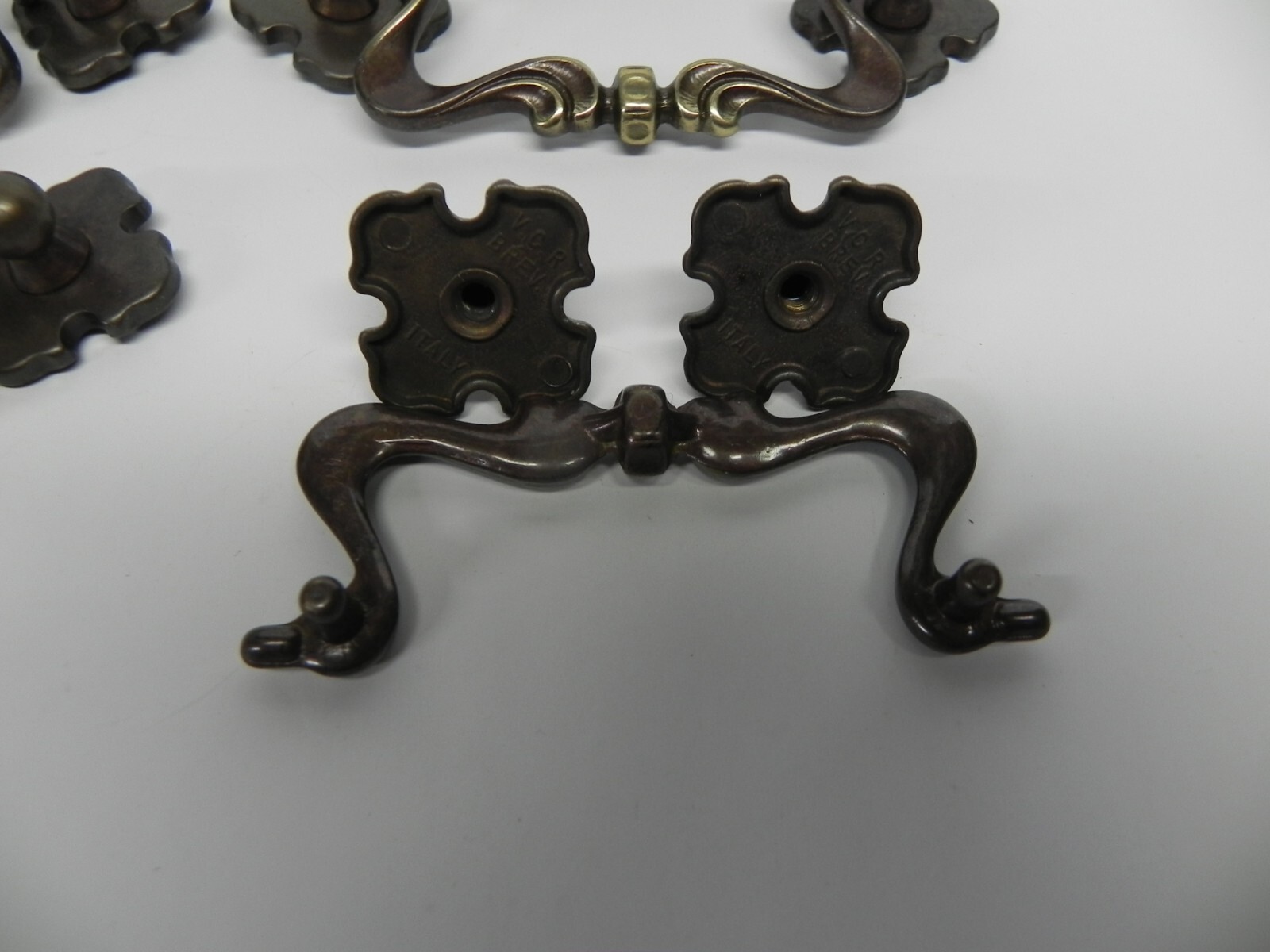6 Drop Bail Drawer Pulls Solid Brass Mid Century Bronze Finish MADE IN ITALY