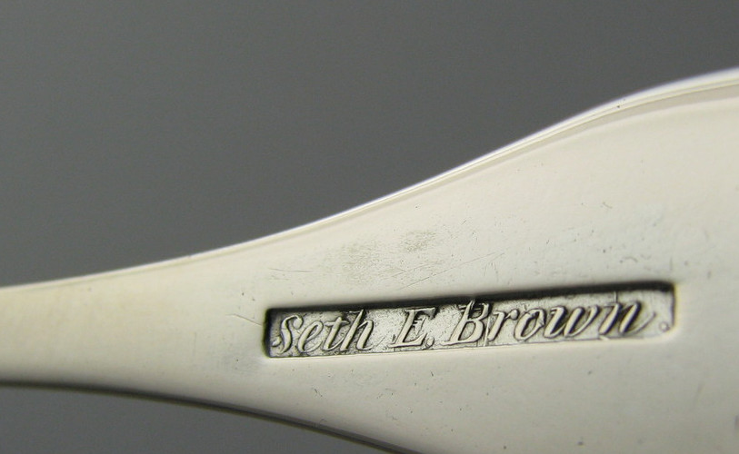 COIN SILVER SPOON TEASPOON TEA SPOON by Seth Eastman Brown Concord NH c1840s-60s
