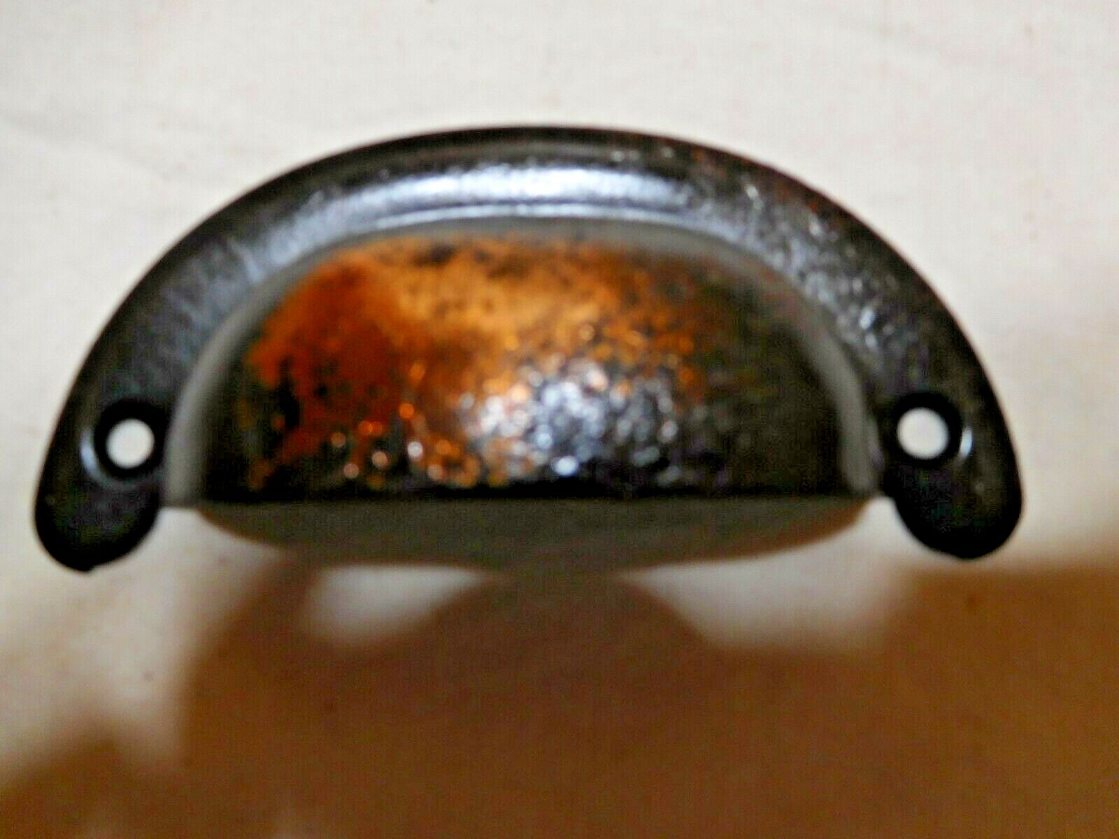 Antique Salvage ~One Metal Bin Pull ~ Japanned 4″ wide x 1 5/8″ tall ~ #3498