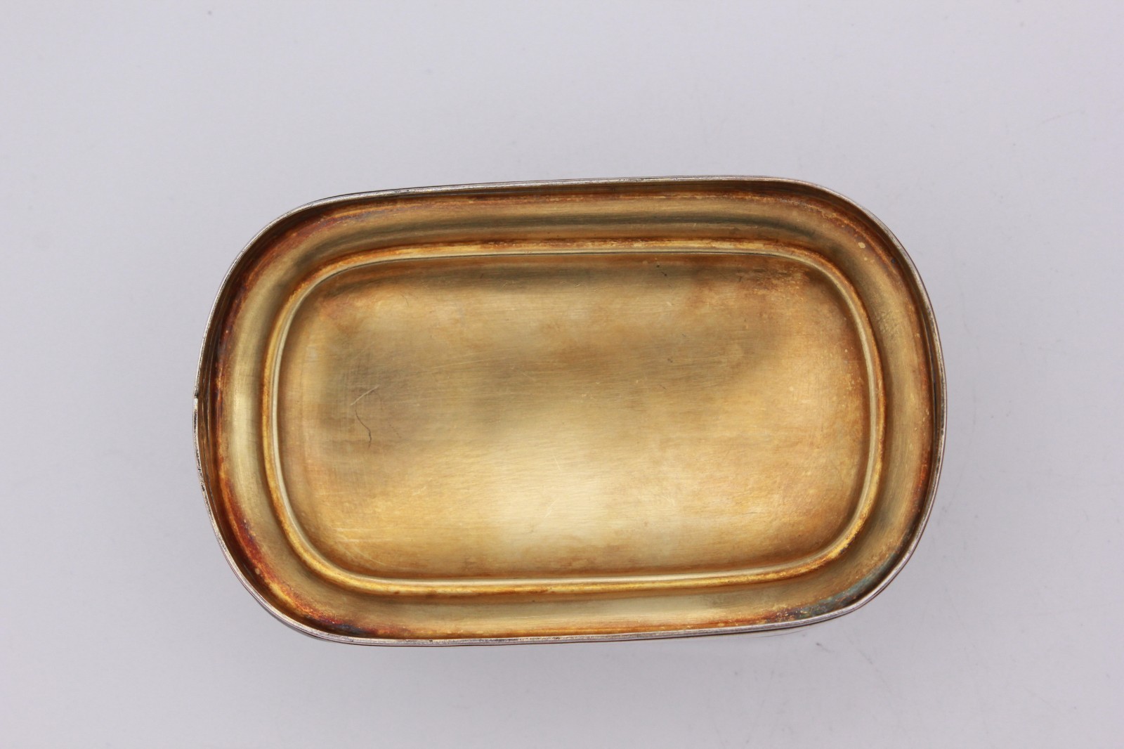 French 19th century oval travelling jar with lid, makers mark stamped. (F)