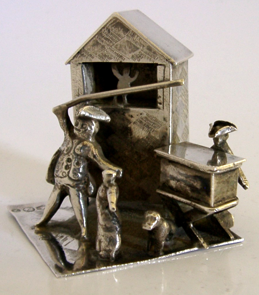 RARE DUTCH 833 SOLID SILVER MINIATURE PUNCH AND JUDY SHOW MODEL 1903