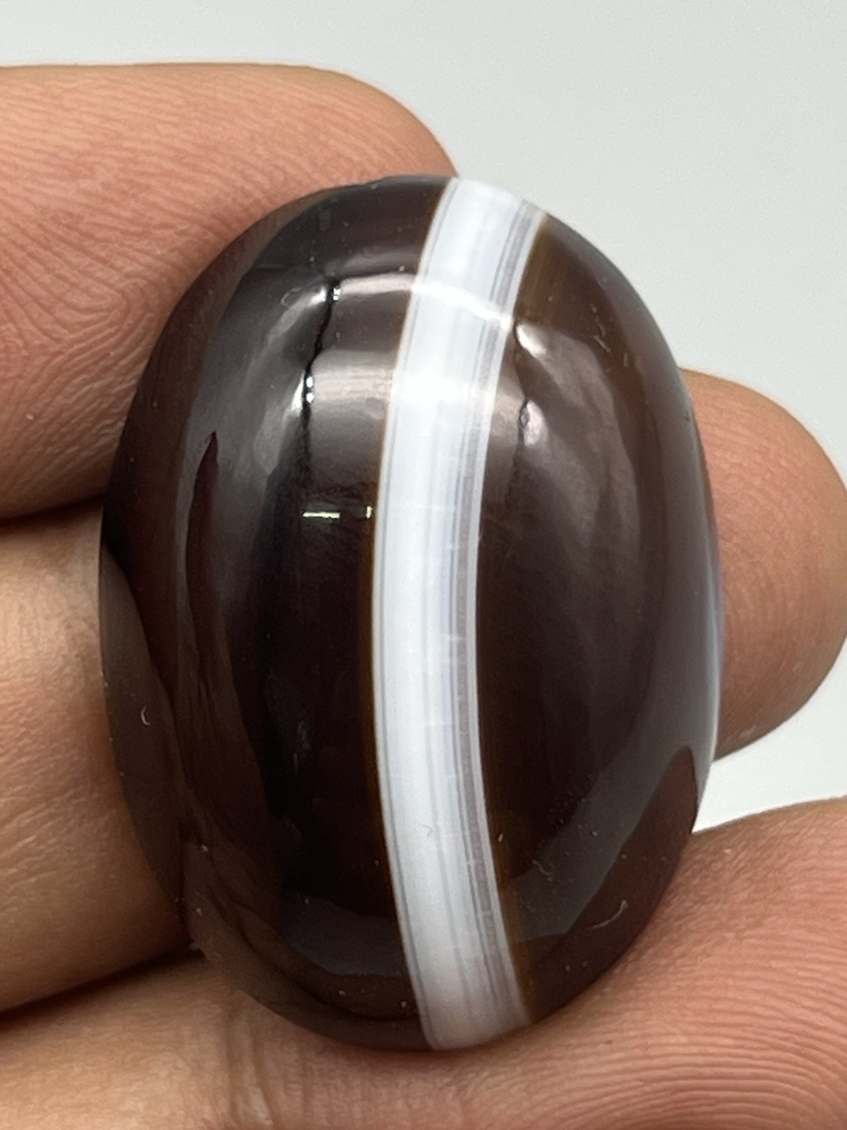 Automatic Victorian Antique Banded Agate Bulls Eye Cabochon 19th Century