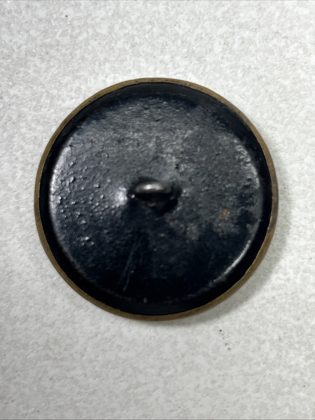 Antique Metal Celluloid Brass Button Glass Floral Under Brass Centerpiece