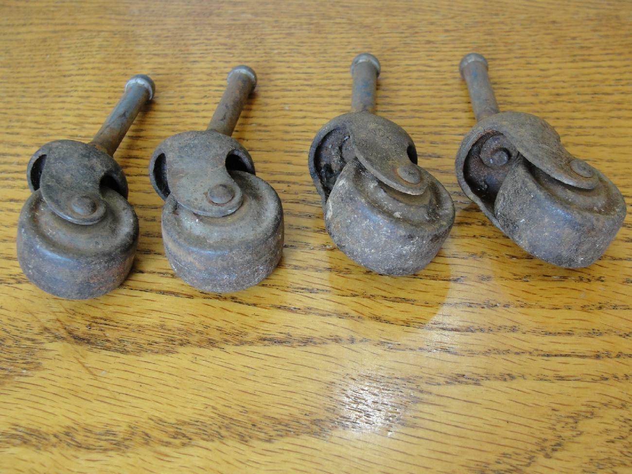 4 Vintage Furniture Wheels Salvage Metal Swivel Caster Repair Parts #12