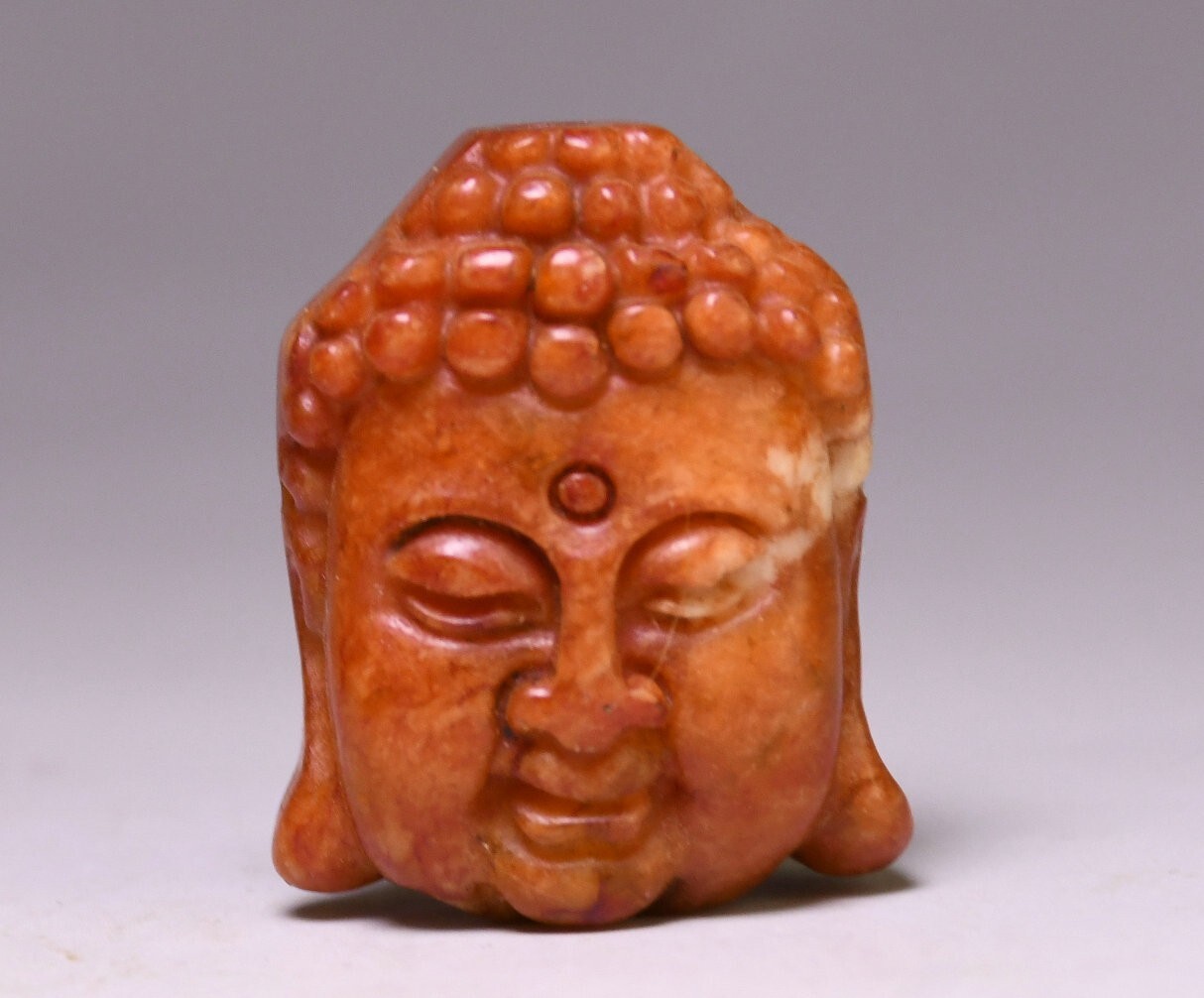 2.5CM China Hongshan Culture Old Jade Shakyamuni Buddha Head Amulet Pendant