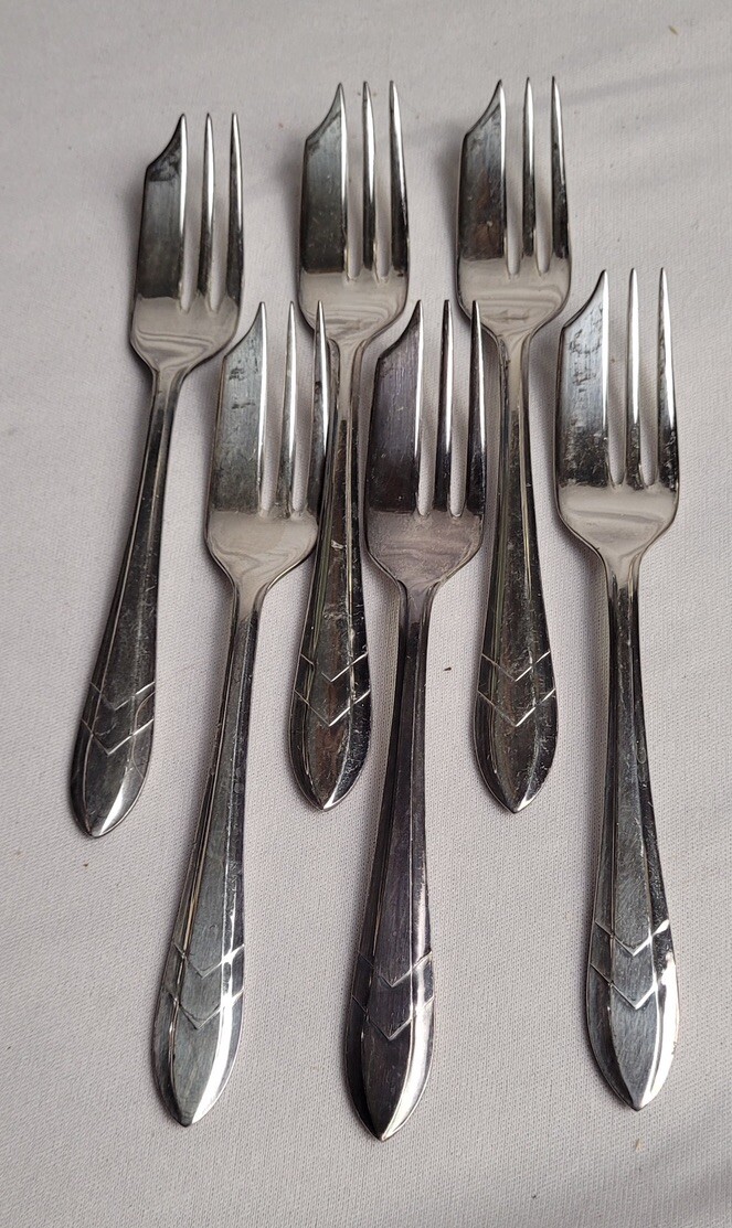 Vintage M.S. LTD EPNS Pastry Forks Sheffield England Set of 6 Loxley Pattern
