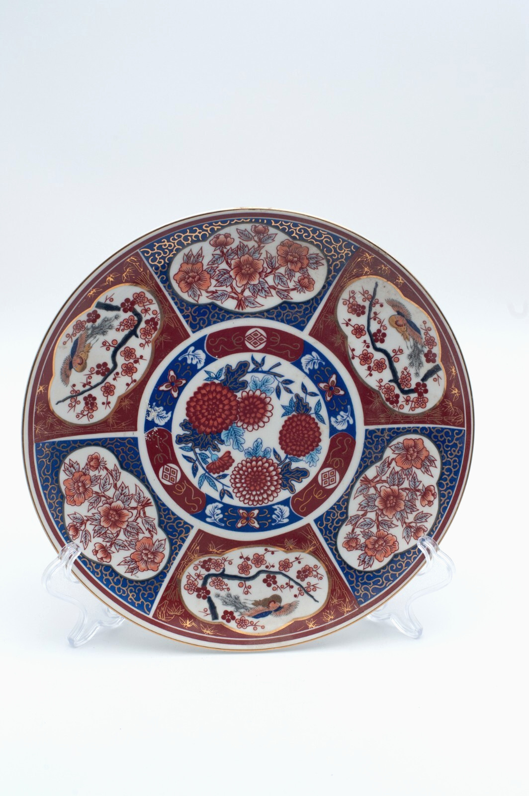 Japanese Big Porcelain Tajim Imari round Chop Platter, ware plate, 26cm dia