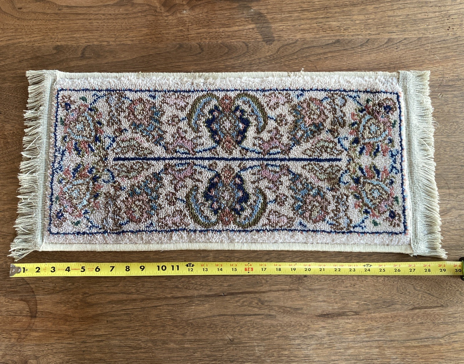Wool Karastan Tabrizz Design Custom Sized Small Rug 13” x 29”