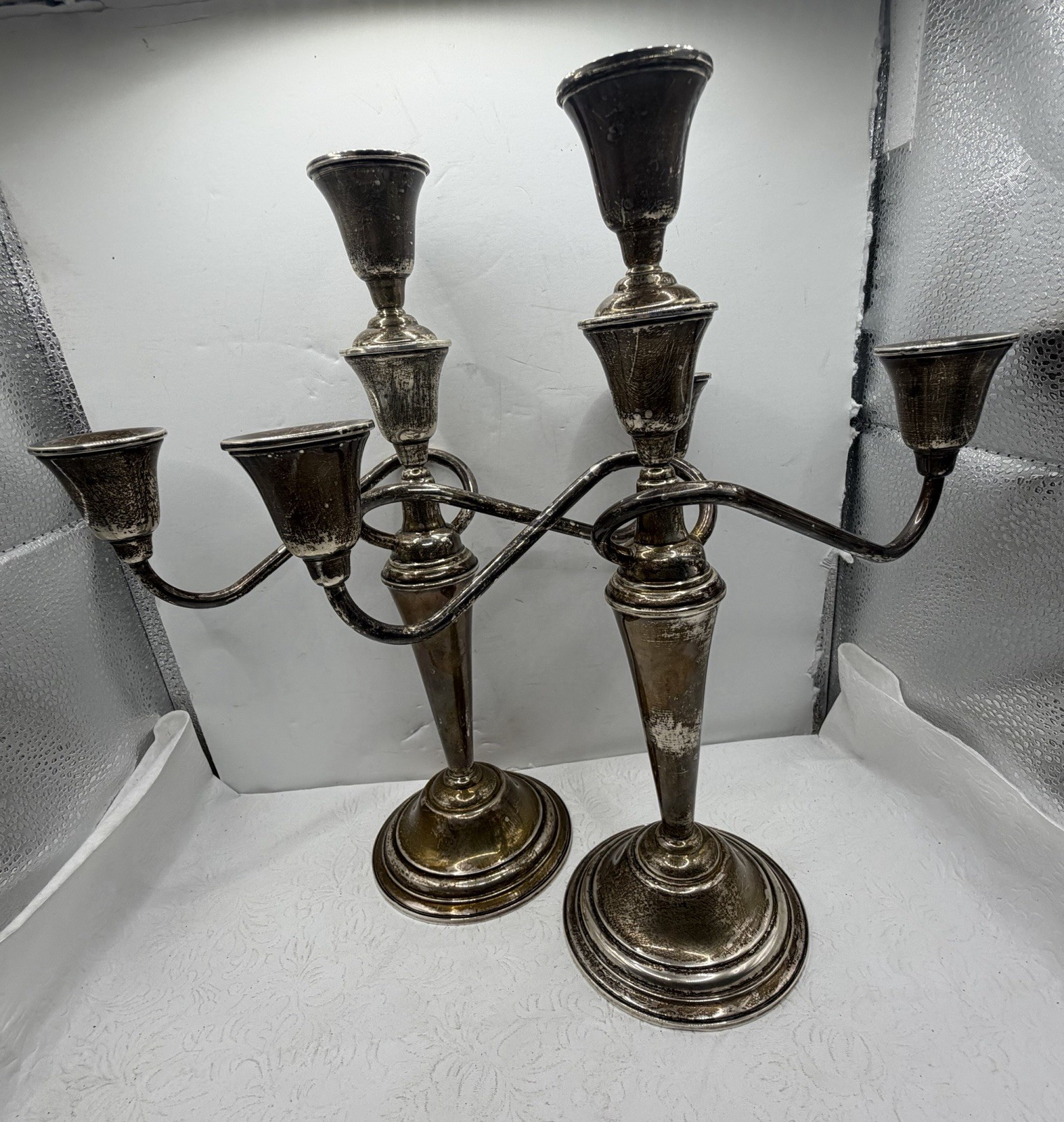 Vintage Roger’s Sterling Weighted Candelabra Pair Of Candlesticks 4lbs