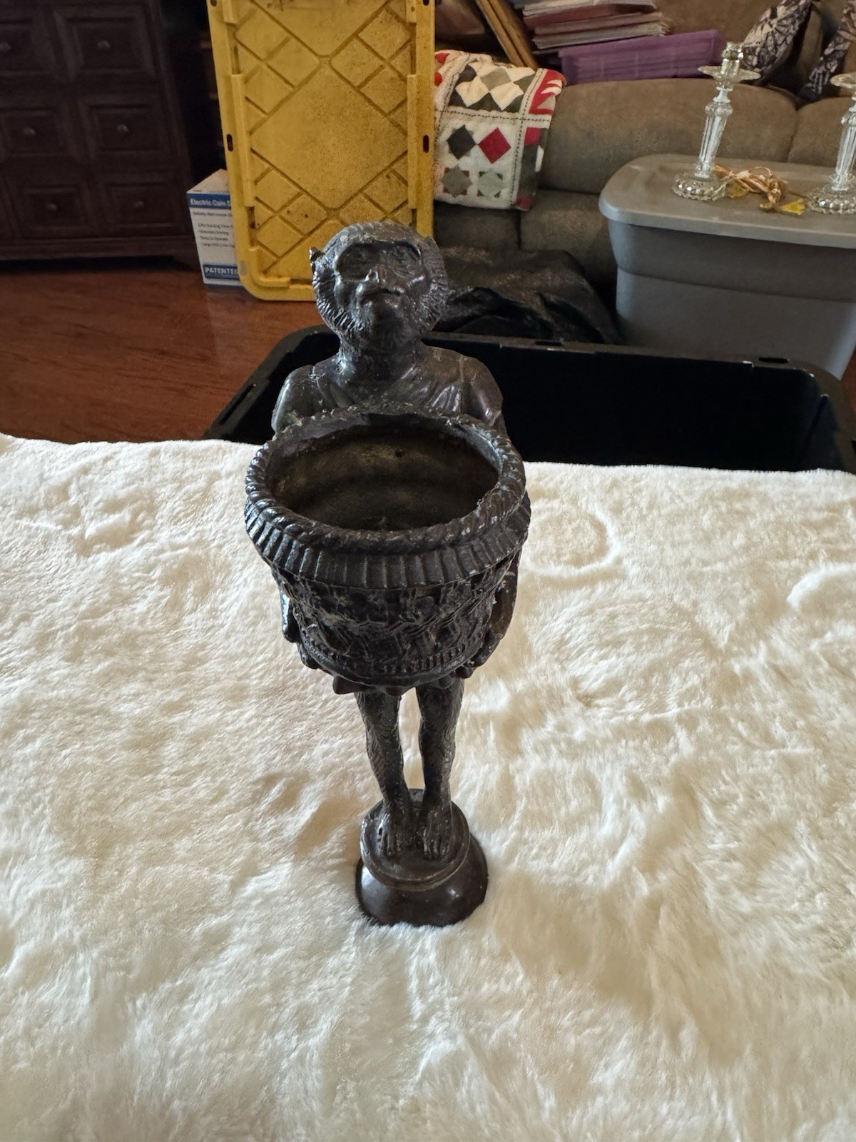 Awesome Bronze Monkey Incense Burner from China (11.5″ H x 3″ W x 4.25″ D)