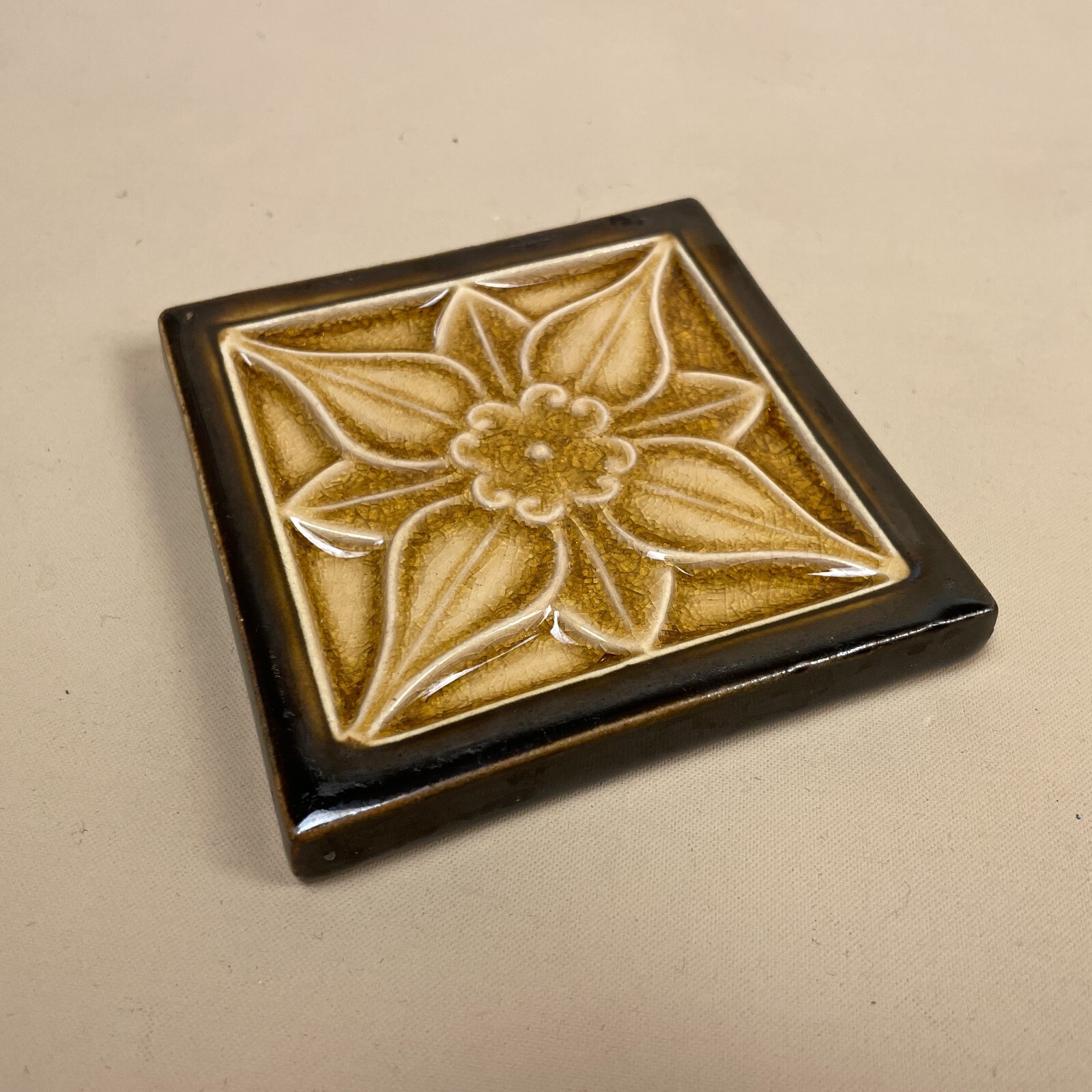 Vintage Retro Handmade Tile Ceramic Square Old Pattern 10x10cm Placemat Coaster