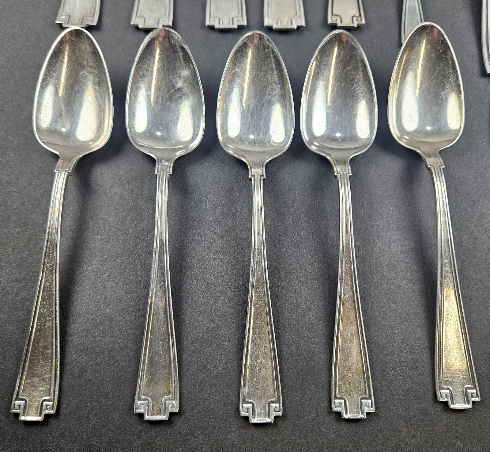 13pc 438g Gorham Etruscan Sterling Silver Flatware Lot – plus 5 Knives