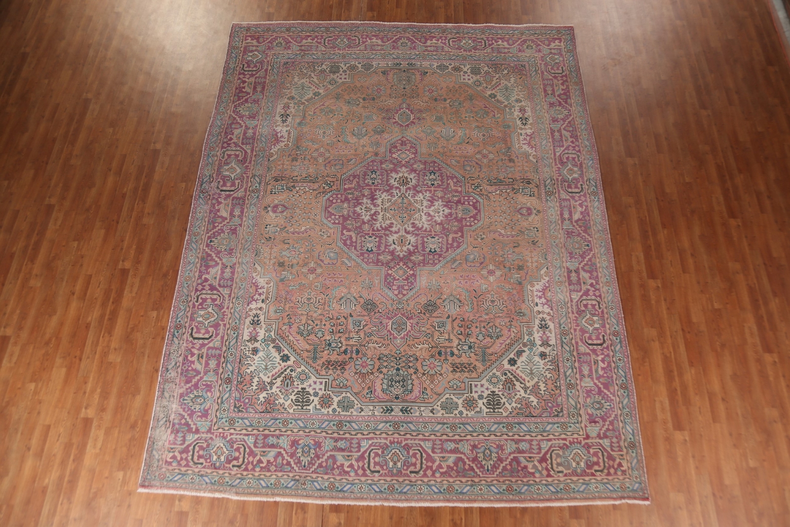 Vintage Geometric Rust/ Purple Tebriz Traditional Hand-knotted Area Rug 10×12