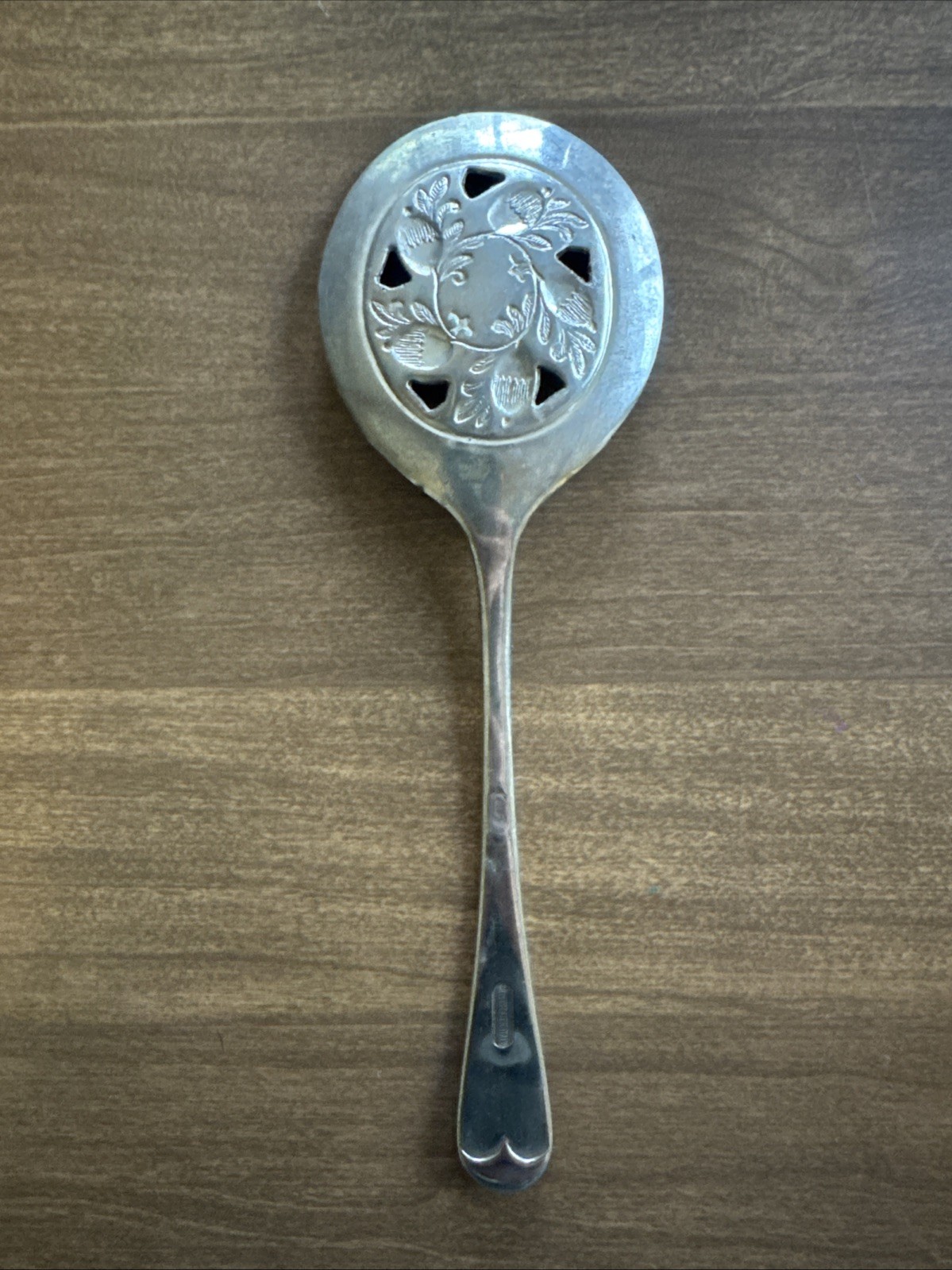 Vintage Silver Plated Tomato Serving Spoon With Acorns, Made In Italy, Marked SB