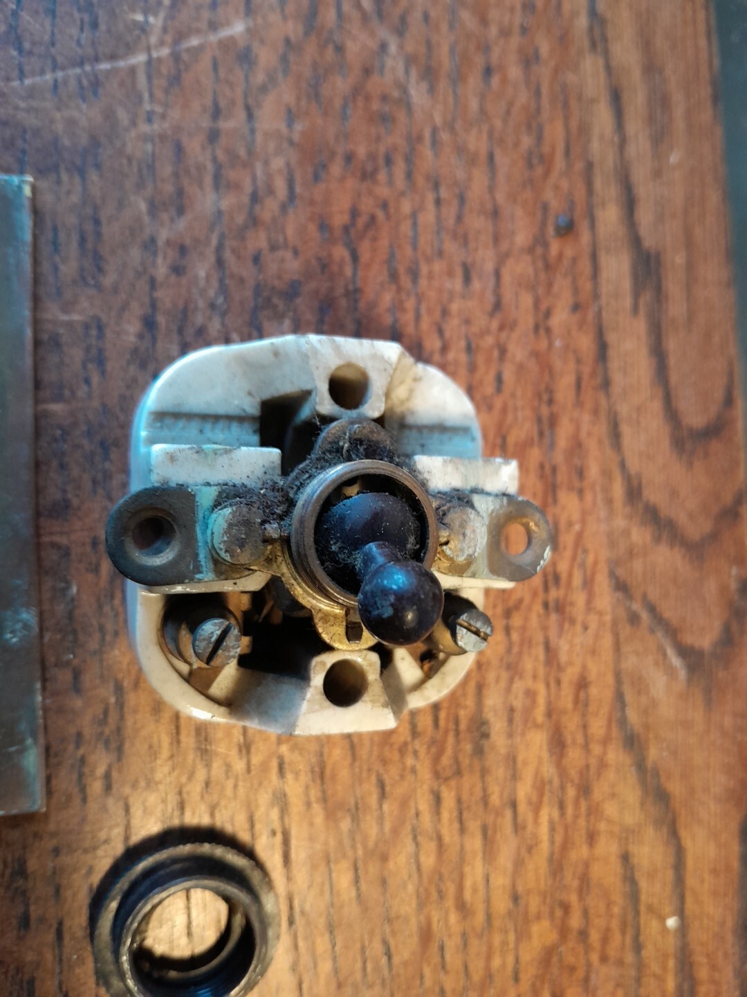 VINTAGE CRABTREE LIGHT SWITCH BRASS & VITREOUS SINGLE ART NOUVEAU ORIGINAL