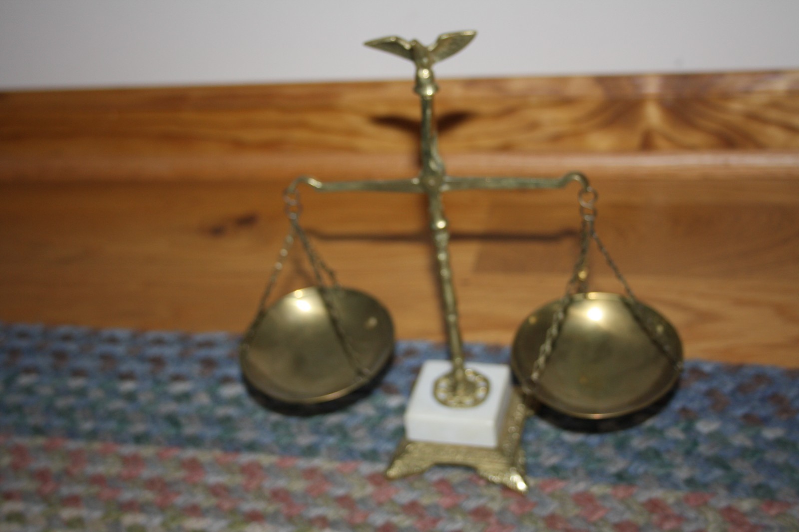 Vintage Mid Century Brass and Marble Attorney Balance Scale