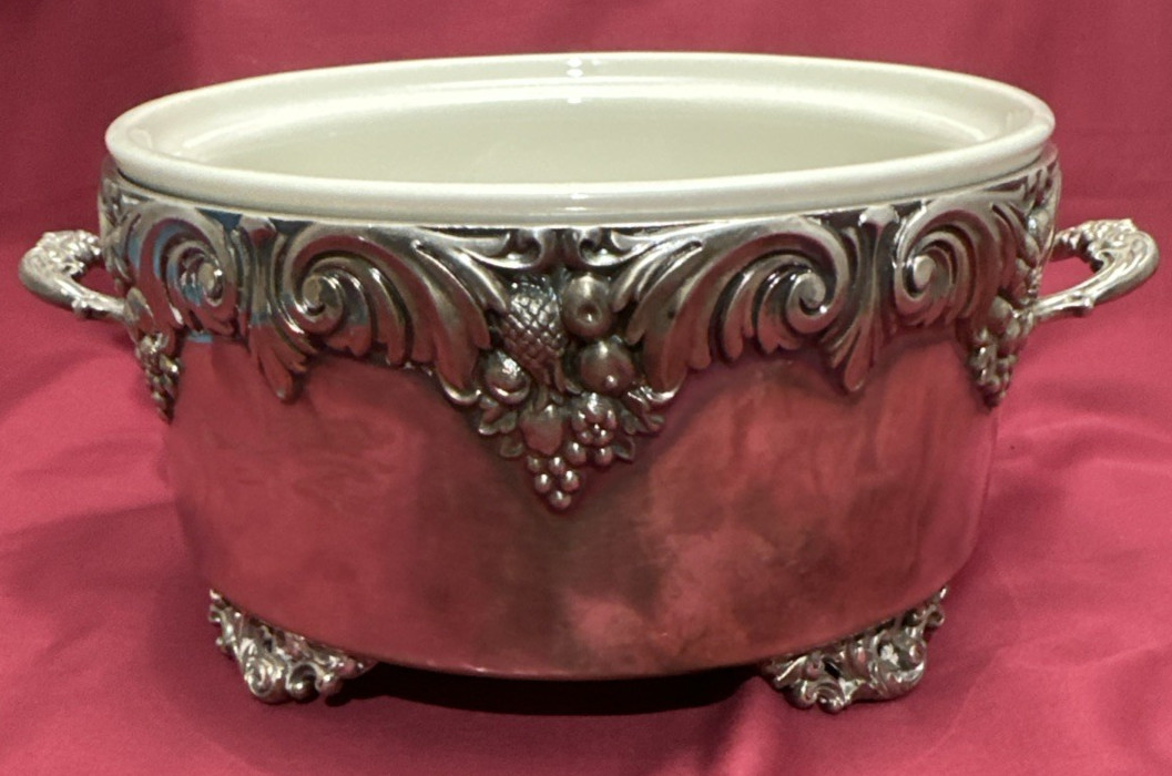 KING FRANCIS Silverplated #1667 CASSEROLE w/ PORCELAIN DISH Reed & Barton NO LID