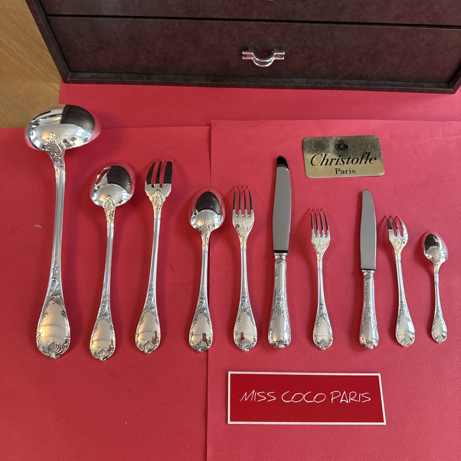 87-Piece Silver-Plated Christofle Marly Cutlery Set In Very Good Condition