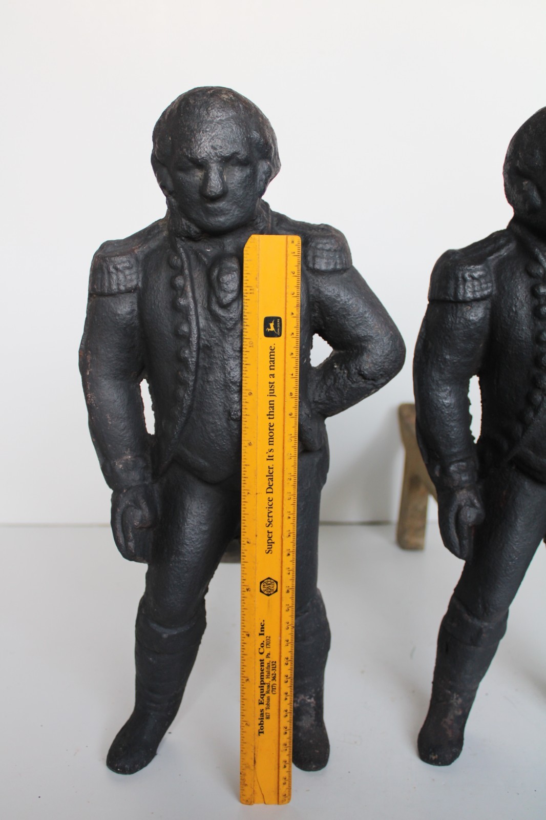 Antique 1876 Centennial George Washington Cast Iron Andirons, Appomattox, VA.