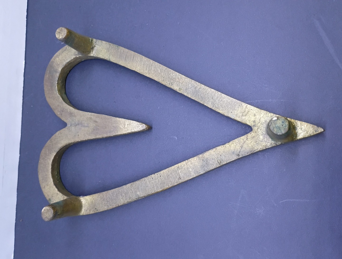Early 19th Solid Brass Heart Shaped Footed Trivet