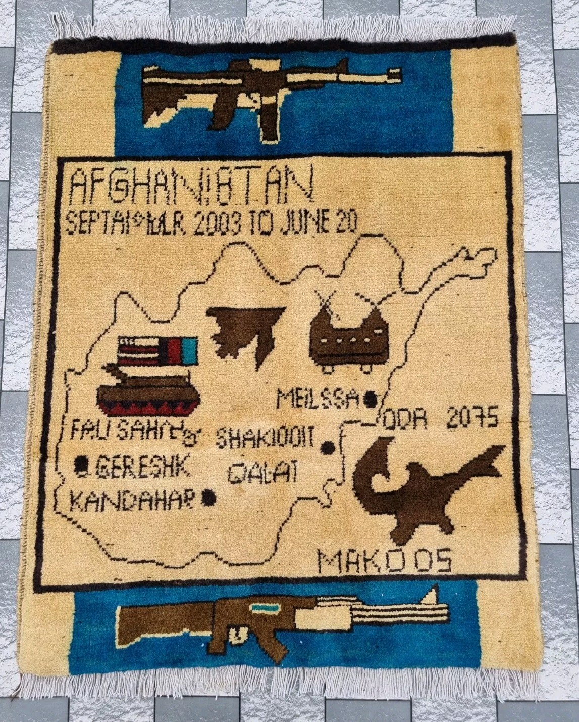 Handmade Afghan Vintage War Rug Historical War Rug Wool Area Rug Size 76×60 cm