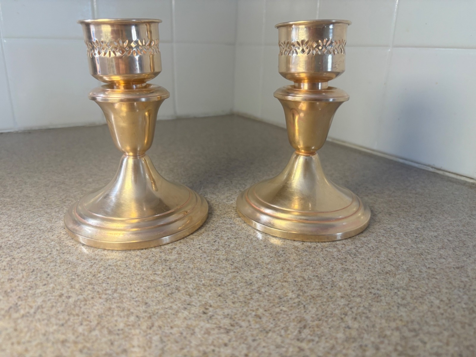 Vintage Weighted Gorham Brass Giftware Candlestick Holders #L16 Set of 2