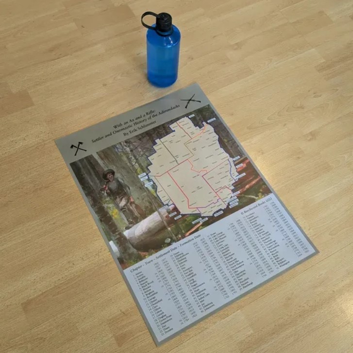 Adirondack Park Settlement Poster Map, History, Hiking, Upstate New York, Adk