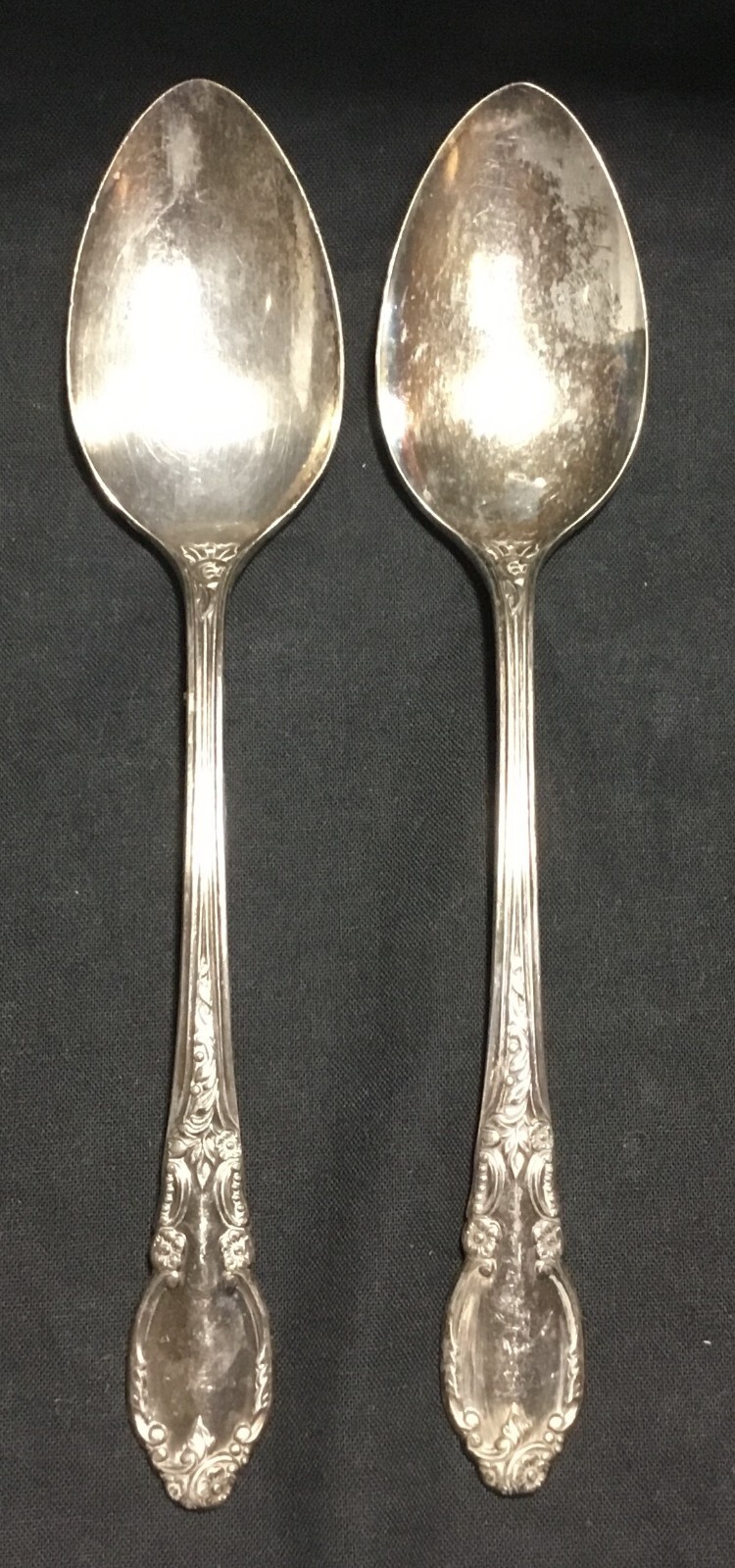 Flatware, 2 serving/soup spoons, Oneida, Rogers, sllverplate Enchantment pattern