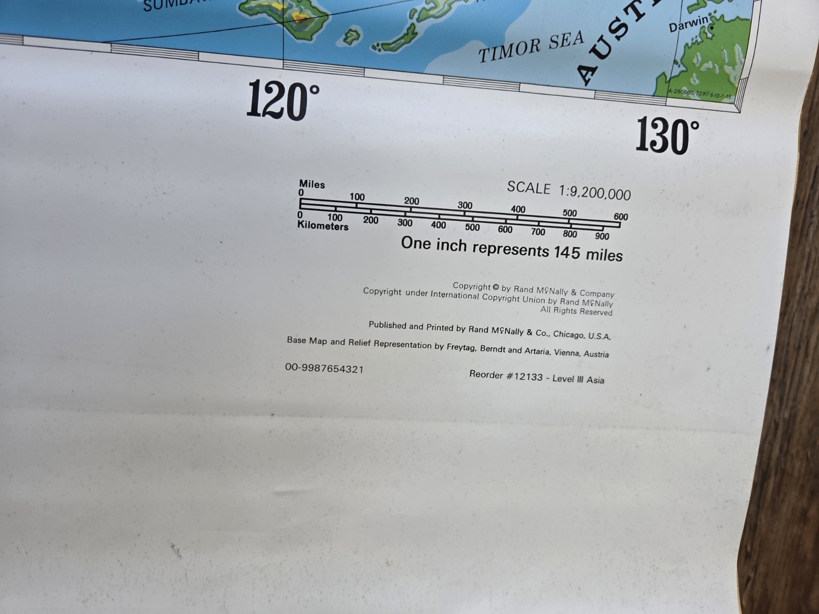 Rand McNally HIGH SCHOOL VINTAGE Pull Down World ASIA CHINA Russia Level III 3