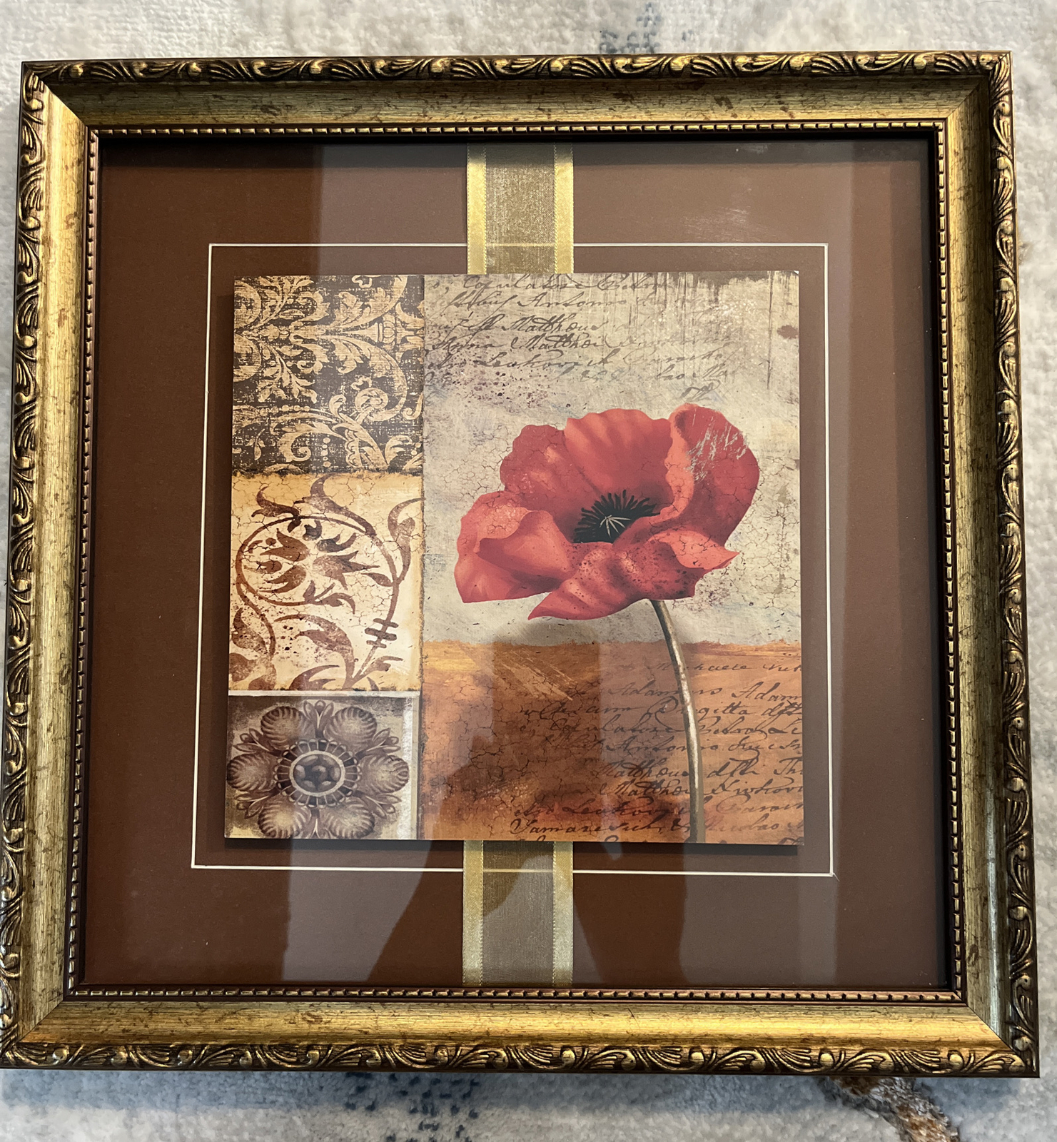 Interiors by Design Single Mat Art With Ribbon 14″ x 14″