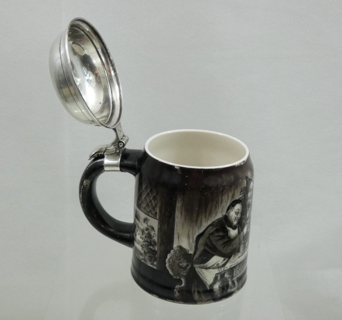 RARE ANTIQUE GORHAM STERLING SILVER LENOX PORCELAIN BEER MUG STEIN American 1899