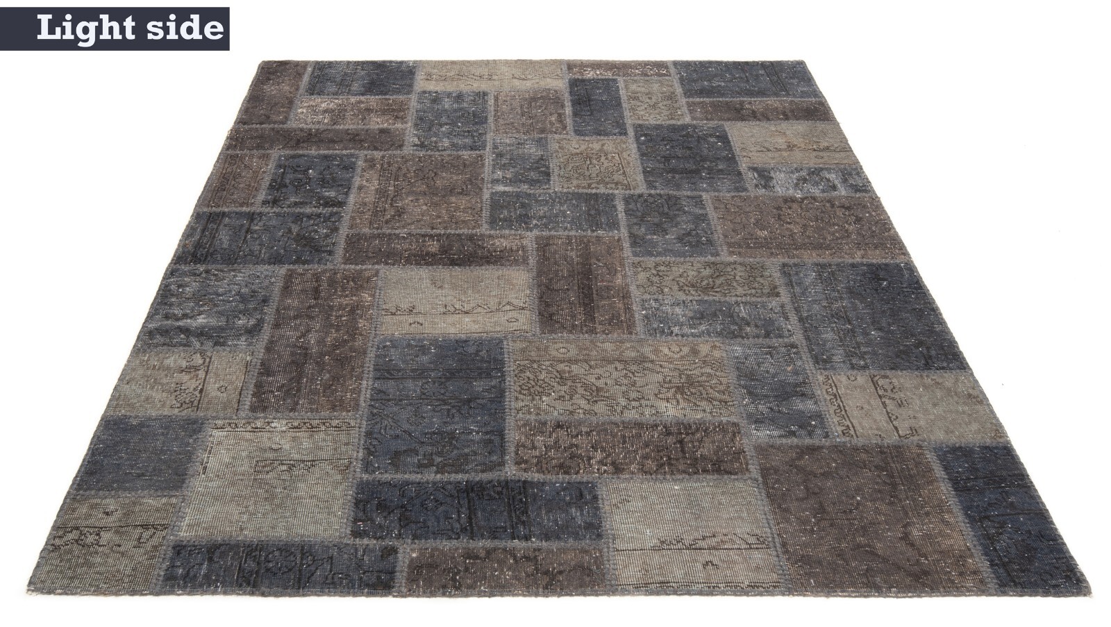 Patchwork 215×156 cm Hand Knotted Oriental Rug Vintage Carpet Blue