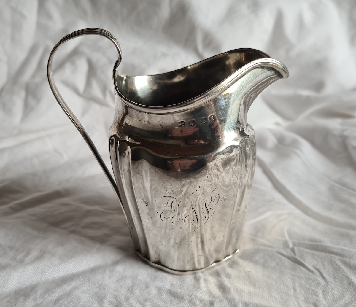 Antique Sterling Silver Cream Jug, Lightly Engraved, Circa 1937 Made in London