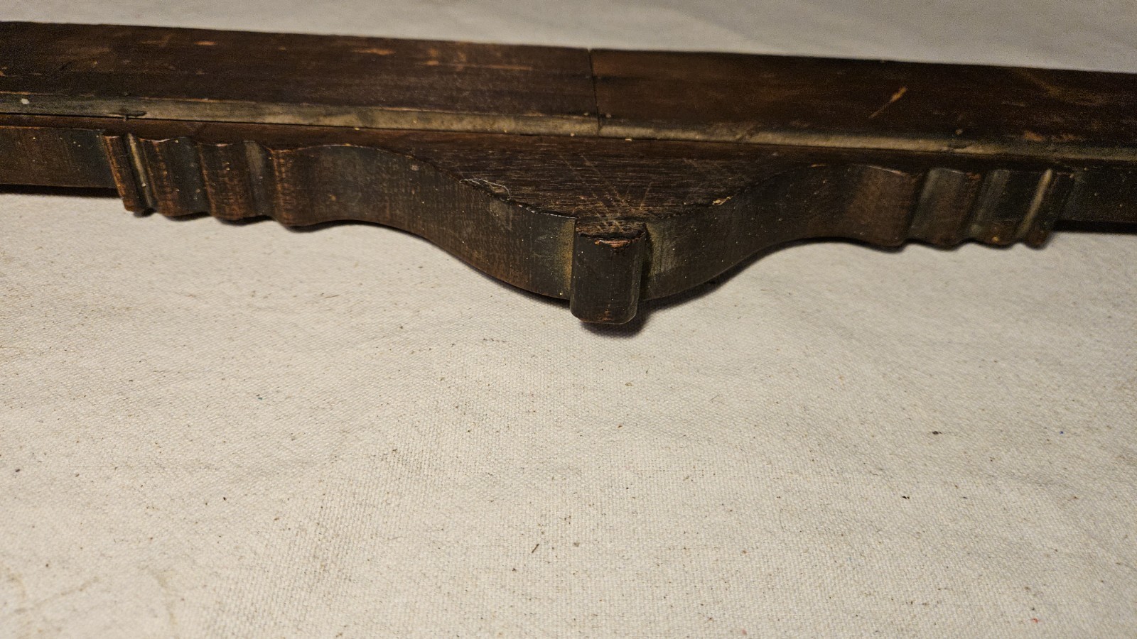 Antique Victorian Carved Oak Furniture Topper Pediment Beveled Glass Mirror