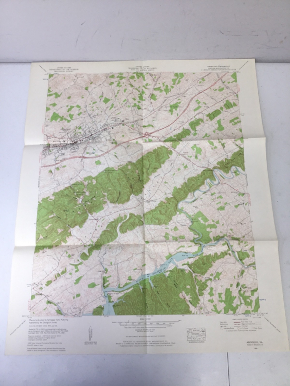 Vintage TVA Topographic Map. 1960 Abingdon VA, 22″x27″
