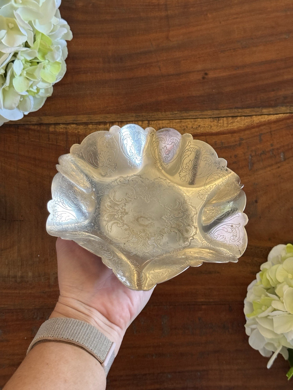 Valence BMC Etched Design Fluted Silver Plated Metal Bowl Trinket Dish 2009