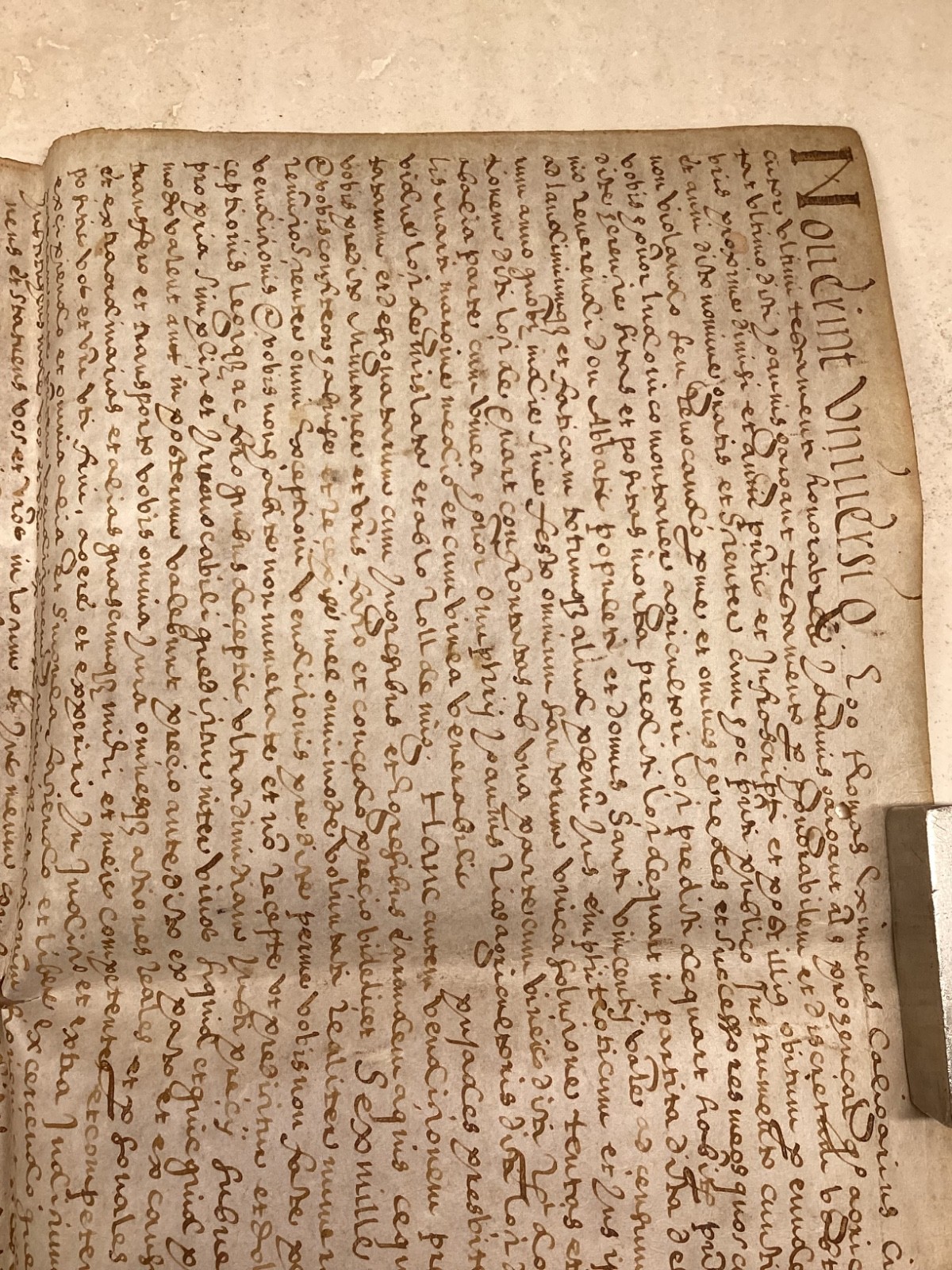 1500’s Vellum Manuscript Document-Handwritten Latin Legal Deed w/Flourishes