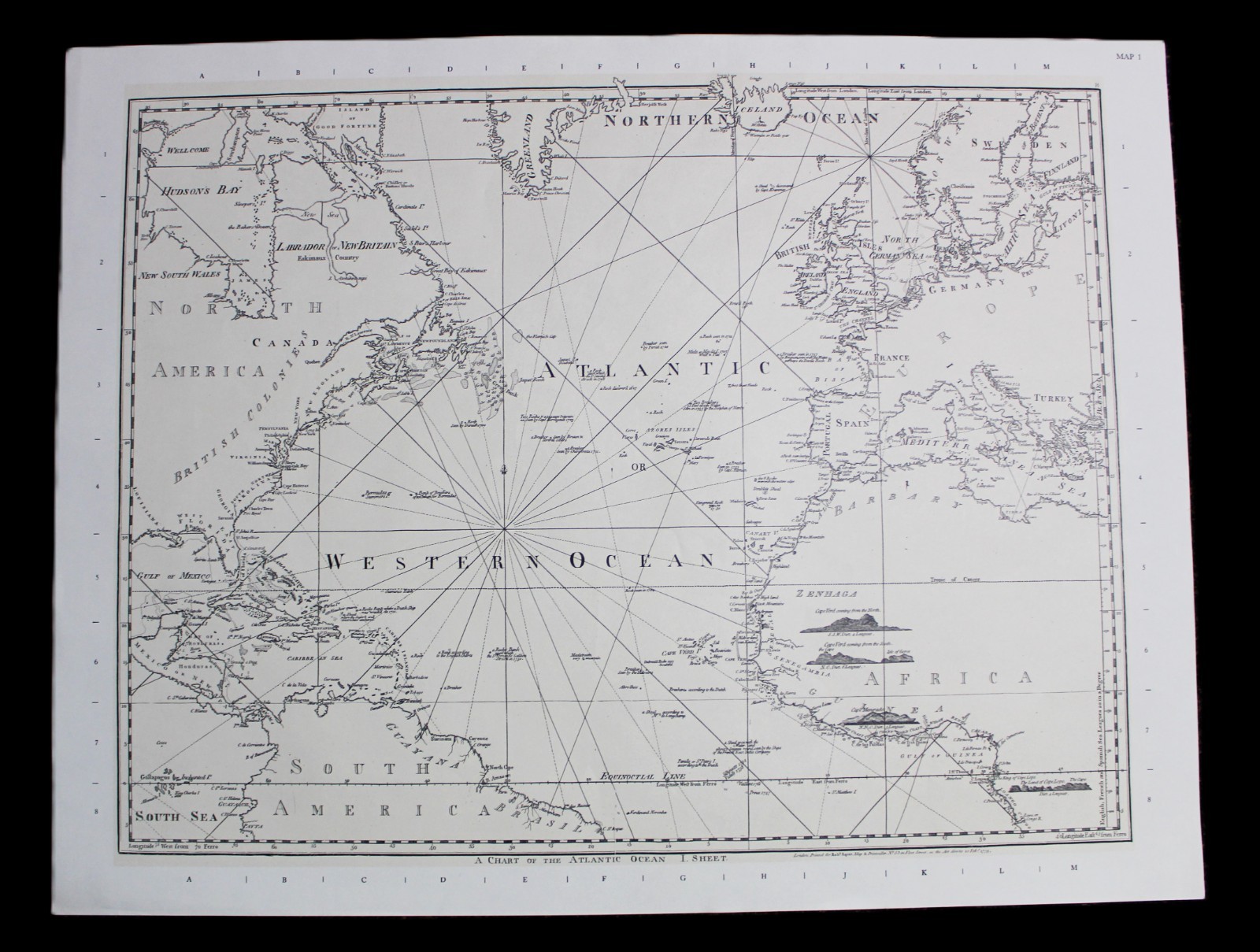 ATLANTIC OCEAN MAP (WESTERN OCEAN) 1775 THE U.S. DEPARTMENT OF THE NAVY 1972