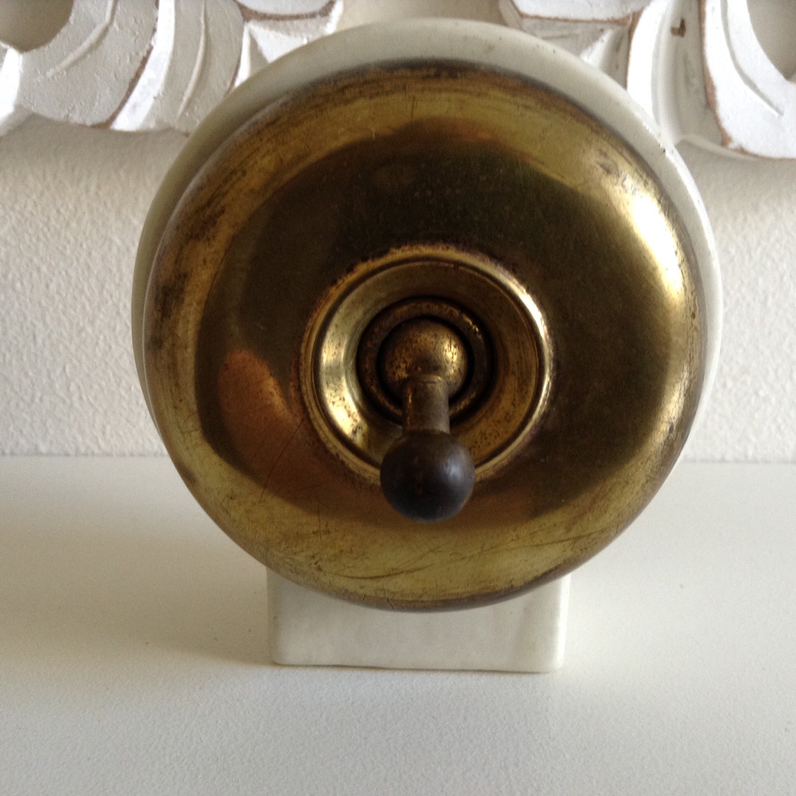 LARGE ANTIQUE ART DECO BRASS & CERAMIC DOLLY LIGHT INDUSTRIAL SWITCH SOCKET