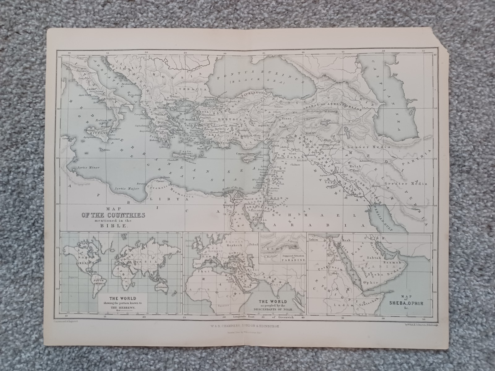 1869 map of countries mentioned in the Bible from Chambers’ Encyclopedia