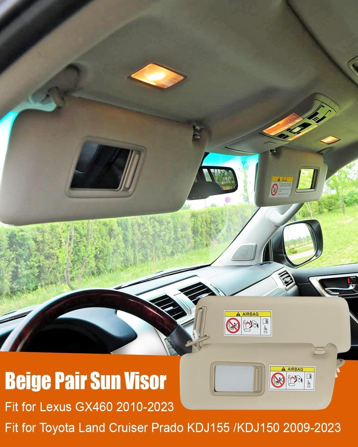 A Pair of Sun Visor Beige Left & Right Fit for Lexus GX460 2010-2023 Toyota L…