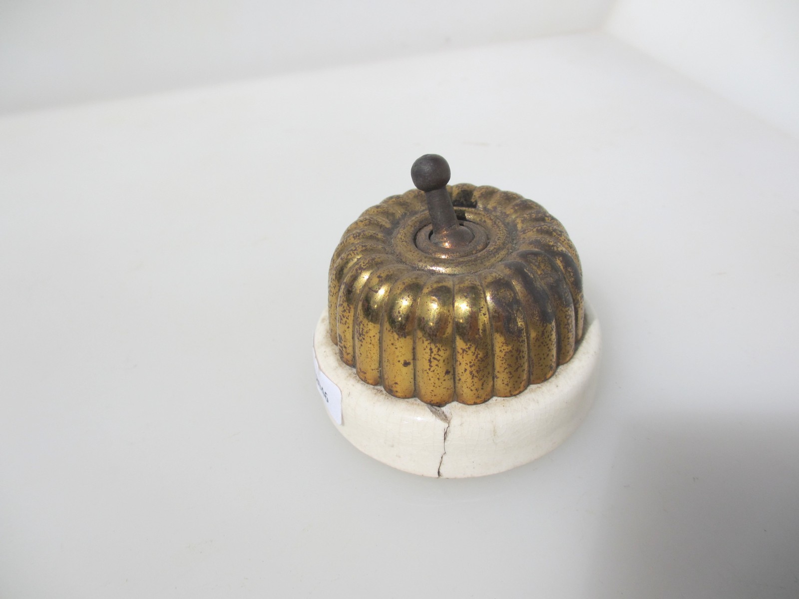 Antique Brass & Ceramic Light Switch Old Dolly Toggle Victorian Jelly Mould